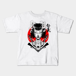 Samurai Vaporwave Girl Kids T-Shirt